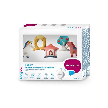 Babyono kolotoč nad postieľku s melódiou horses, 