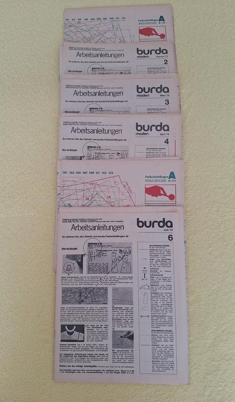 Zväzok retro burdy 1974 (1. polrok, čísla 1-6), 