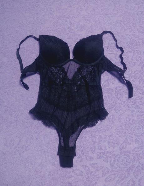 Čierne čipkované spodné prádlo, xs