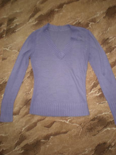 Fialový pletený sveter, m