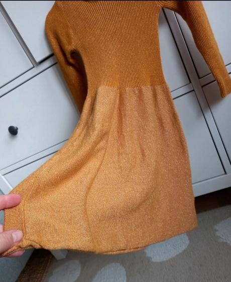 Zlaté bavlnené šaty molo 98/104, 104