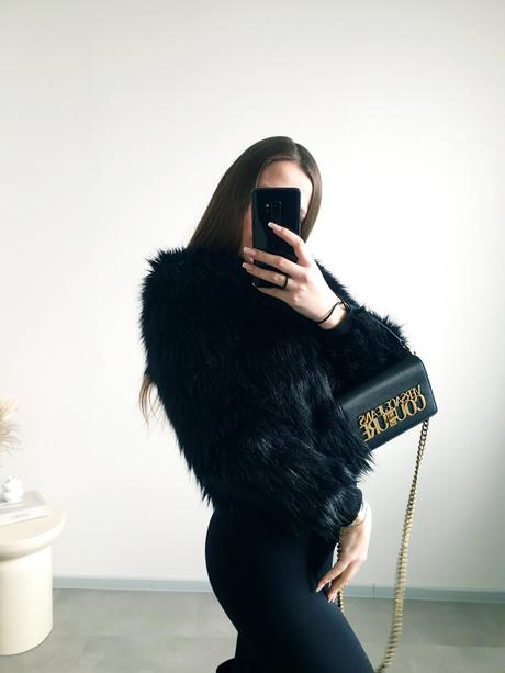 Čierny kožúšok xxs, h&m,xs