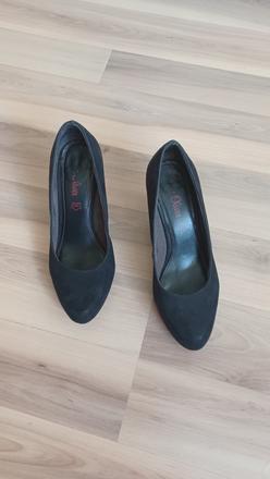 Čierne semišové lodičky, s.oliver,37