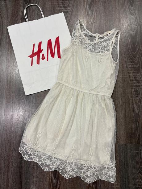 H&m dievcenske čipkovane letne šaty na 11-12 rokov, h&m,152