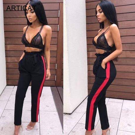 Nohavice s cervenym pasikom, l / xl