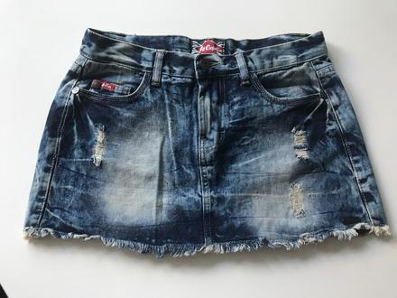 Riflová le cooper sexi mini sukňa, s