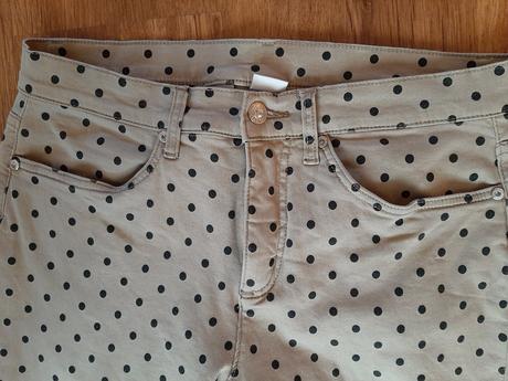 Bavlnené, bodkované, strečové nohavice, bonprix,40