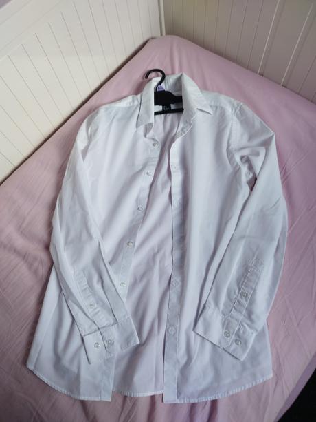 Biela košeľa hgm s dlhým rukávom, h&m,s