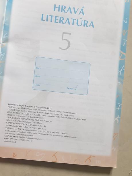 Biologia, slov . jazyk , literatura pre 5 ročnik,