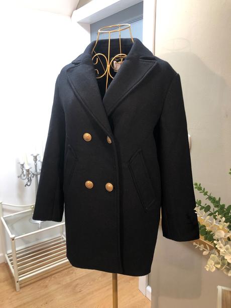 Zara kvalitný čierny kabát, zara,152