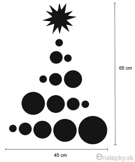 Vianočné nálepky na stenu - guličkový stromček,