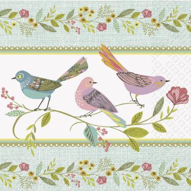 Servítka pastelové vtáčiky 4ks (s126),