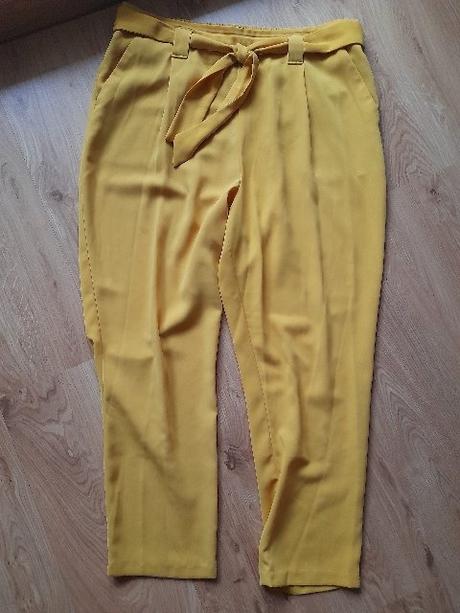 Letné nohavice horčicovej farby, f&f,xl