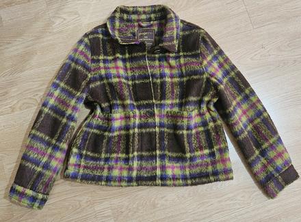 Chlpatkový kockovaný jacket 44, 44