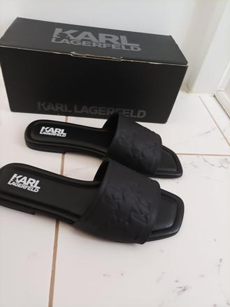 Kožené čierne šľapky karl lagerfeld 40, karl lagerfeld,40