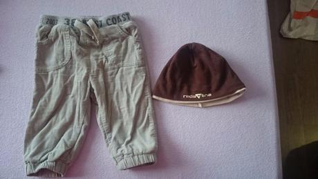 Podšité menšestrové nohavice + ciapka rada gratis, f&f,74