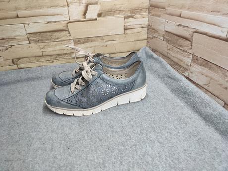 Rieker 38 - dámske dierkované modré topánky, rieker,38