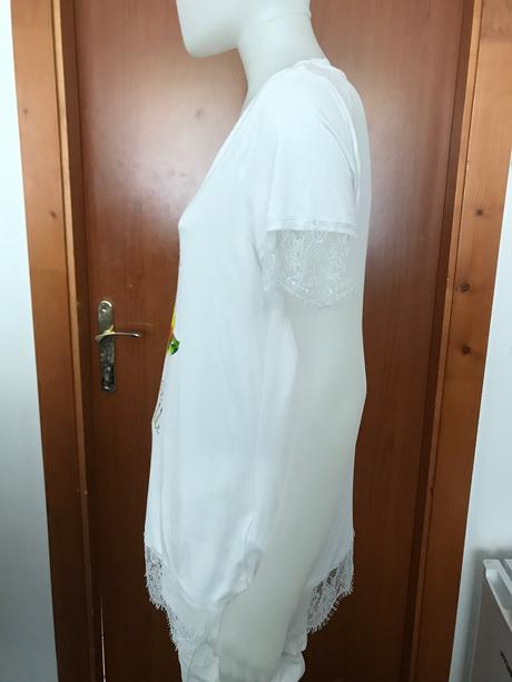 Tričko s krajkou a potlačou, 40/42, bonprix,40
