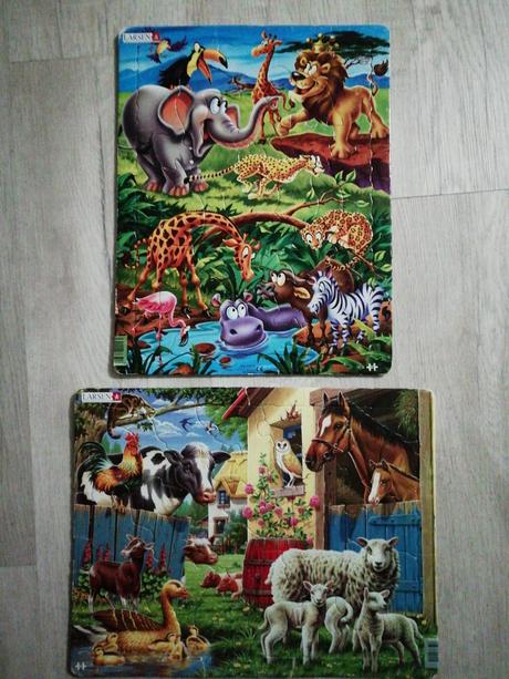 Puzzle 2x safari a zvieratá na farme,