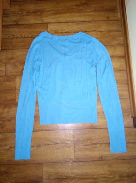 Tyrkysový tenší pulóver m top stav, m
