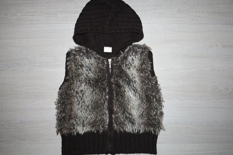 Kožušinová vesta s kapucňou 116-122, 116