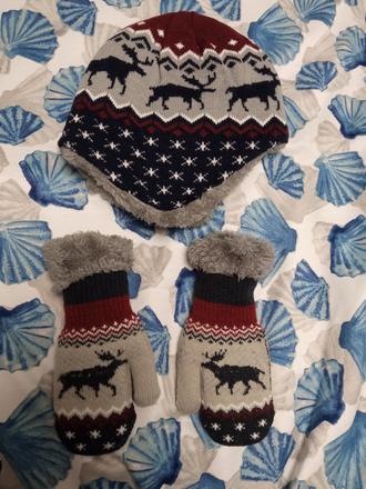 Rukavice čiapka los set škandinávsky vzor, 86