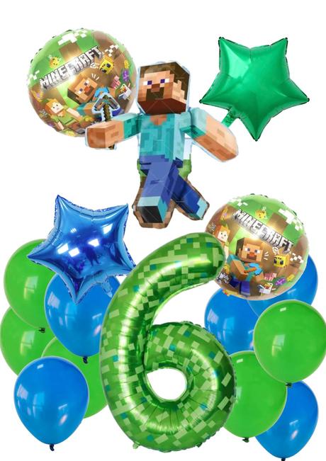Balóny minecraft- steve 85cm aj meč- až 15/16/17ks,