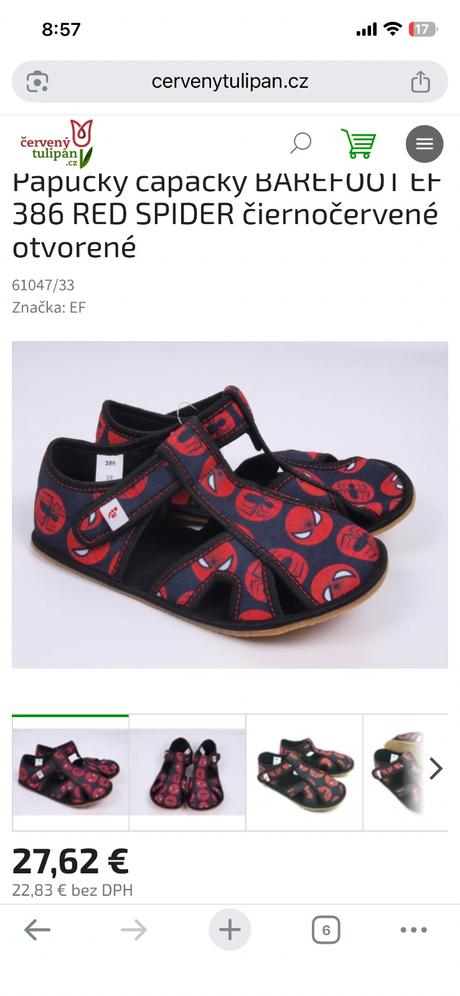 Barefoot papučky, 28