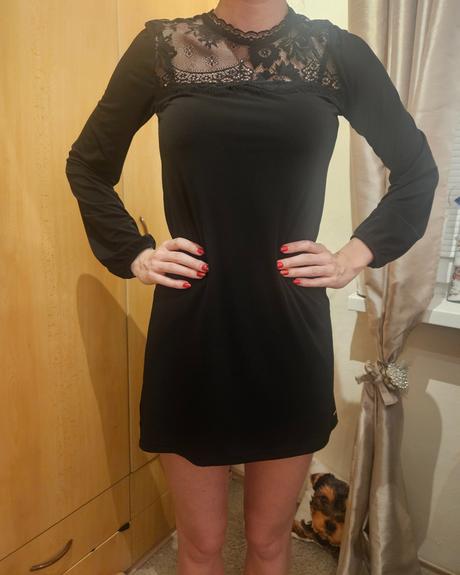 Čierne voľné šaty mohito s čipkou, mohito,xs