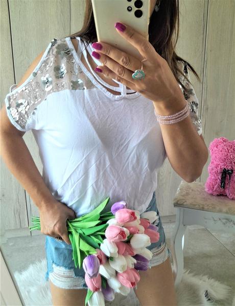 Tričko s flitrami a ozdobami-s/m, s