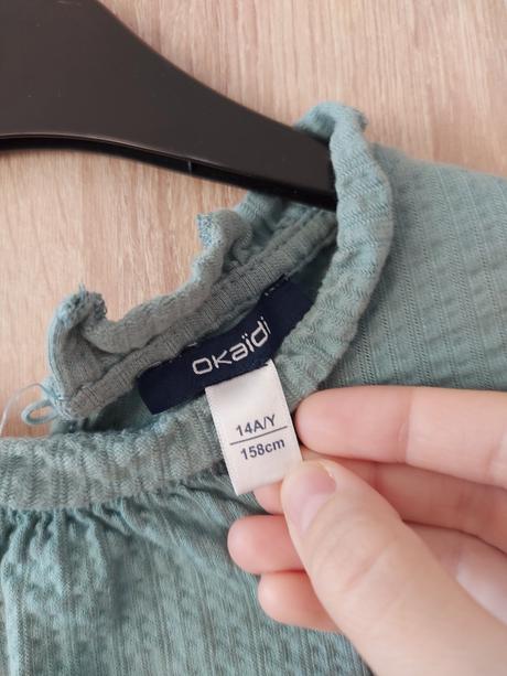 Zelené tyrkysové mušelínové tričko top, 158