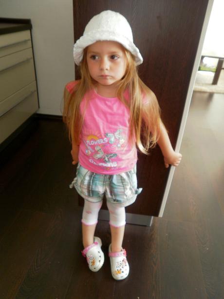 Tyrkysové kraťasky s tričenkom pre 3-5 roč. slečnu, girl2girl,110