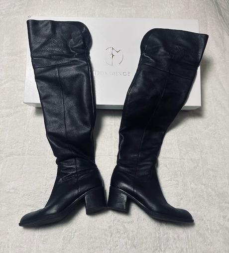 Kožené čižmy nad kolená zn. eva minge, 40