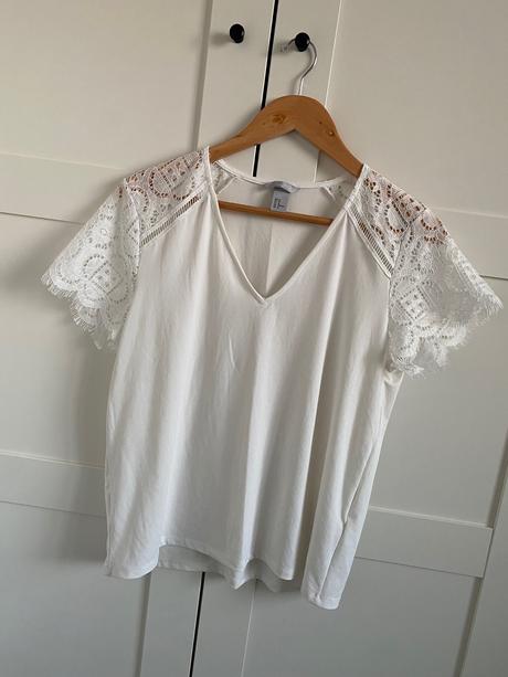 Elegantné tričko s krajkou, h&m,m