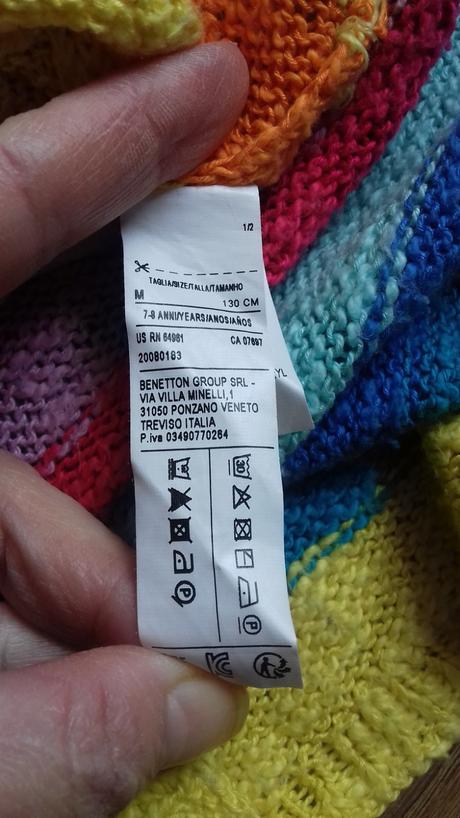 Pestrofarebný pulóver, benetton,128