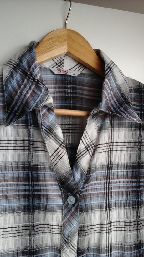 Modro-sedo-biela karovana kosela bez rukavov, m