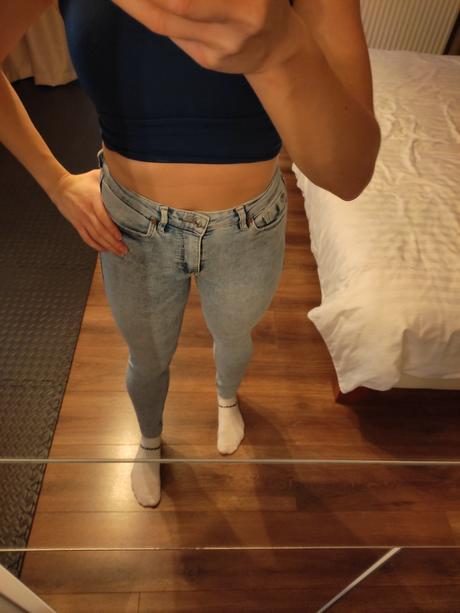 Modré rifle s vysokým pásom, mango,34