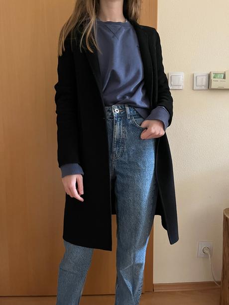 Tenký čierny kabát zara (s), zara,s
