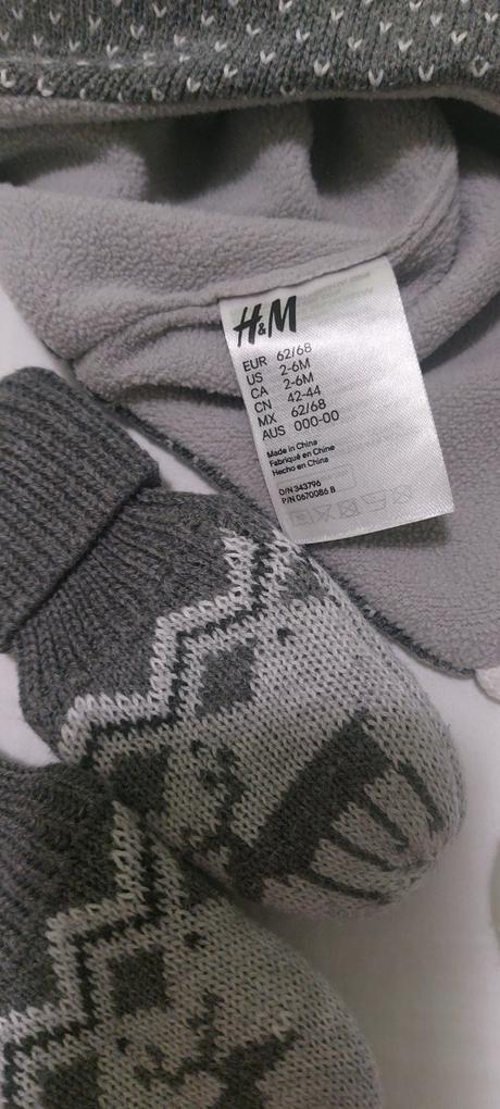 Súprava čiapka na ušká a rukavice h&m, h&m,62