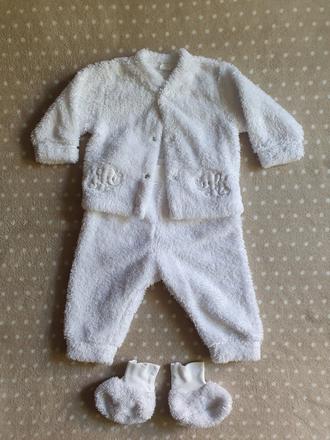 Biela huňatá súprava, richelieu,68