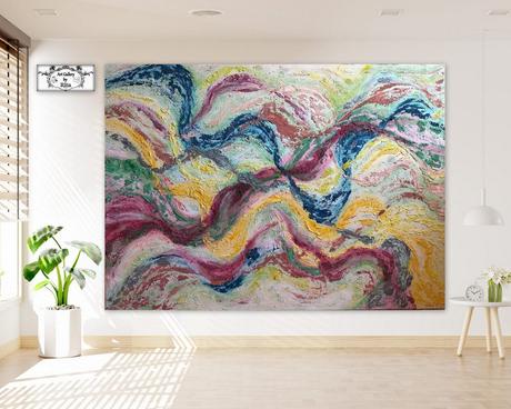 Xxl malba- abstrakt 180x130 pestrofarebny obraz,