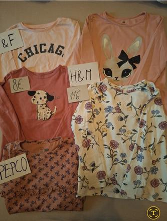 Tričká v.116,dlhý rukáv, h&m,116