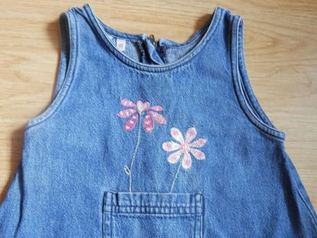 Riflové šatky s vyšívanými kvietkami, c&a,80