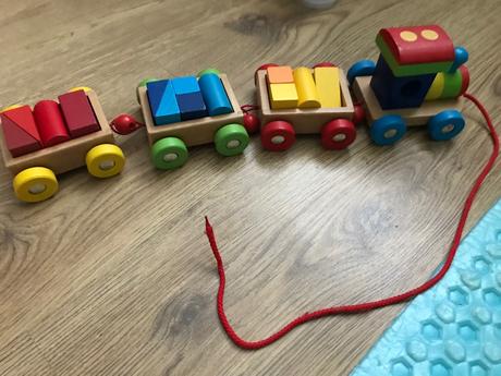 Drevený vlacik s mini stavebnicou, 