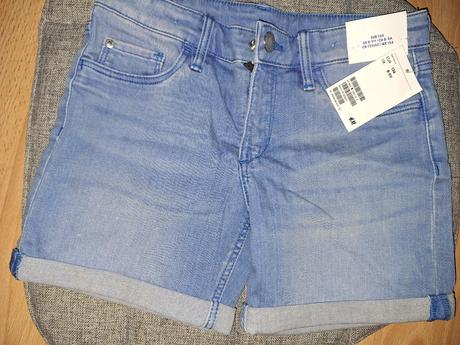 Dievčenské krátke riflové nohavice, h&m,134