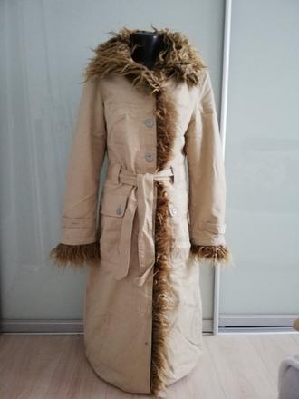 Béžový zimný kabát s odopínateľnou zimnou vložkou, l