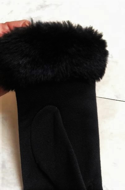 Luxusné vysoké rukavice s kožušinkou, l