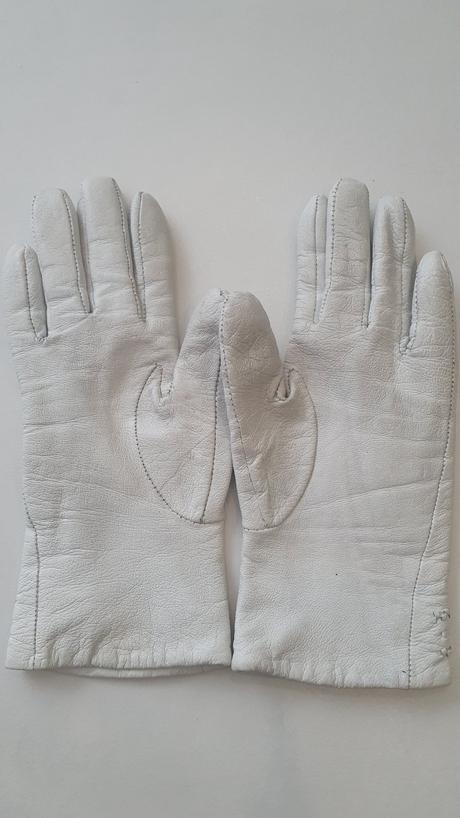 Kožené rukavice biele, s