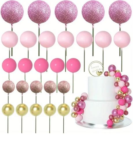 Tortový zápich guličky ružové (50ks) - skladom,