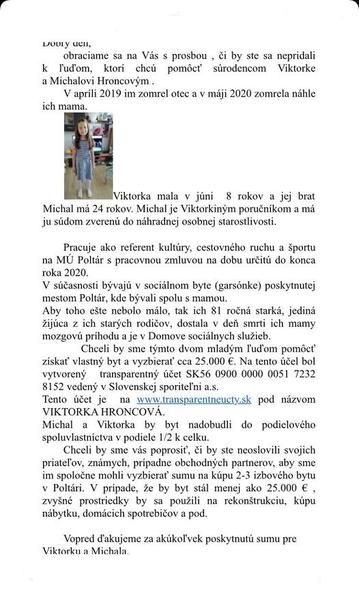 Zbierka pre Viktorku a Michala